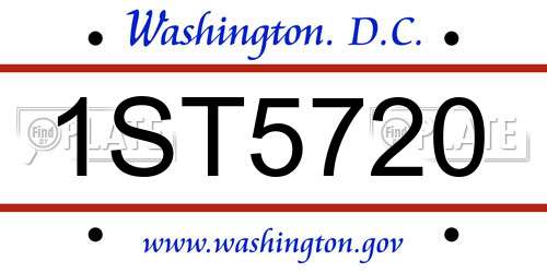 1ST5720 District Of Columbia License Plate