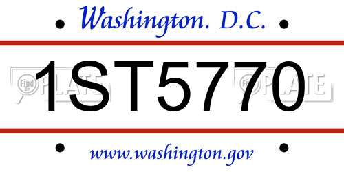 1ST5770 District Of Columbia License Plate