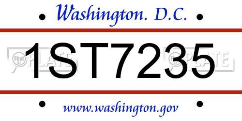 1ST7235 District Of Columbia License Plate