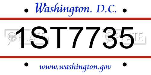 1ST7735 District Of Columbia License Plate