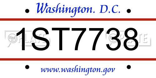 1ST7738 District Of Columbia License Plate