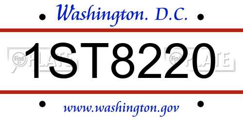 1ST8220 District Of Columbia License Plate