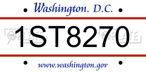 1ST8270 District Of Columbia License Plate