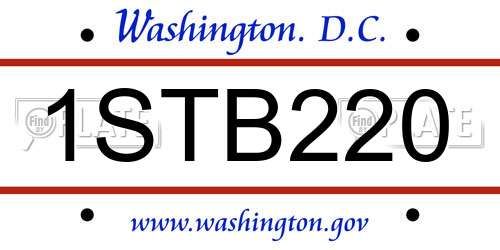 1STB220 District Of Columbia License Plate