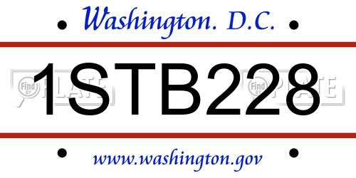 1STB228 District Of Columbia License Plate