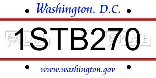 1STB270 District Of Columbia License Plate