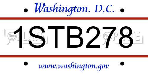 1STB278 District Of Columbia License Plate