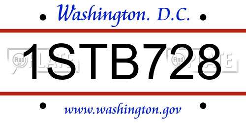 1STB728 District Of Columbia License Plate
