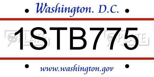 1STB775 District Of Columbia License Plate