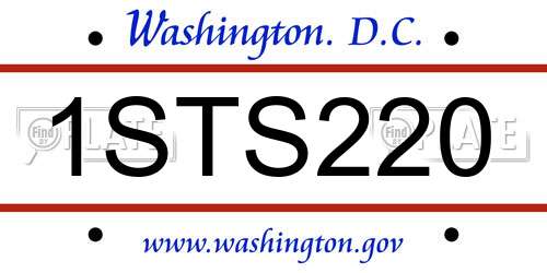1STS220 District Of Columbia License Plate