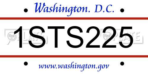 1STS225 District Of Columbia License Plate