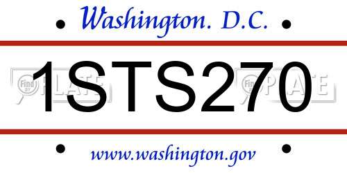 1STS270 District Of Columbia License Plate