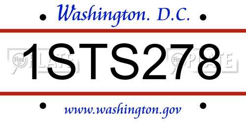 1STS278 District Of Columbia License Plate