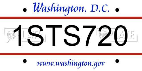 1STS720 District Of Columbia License Plate