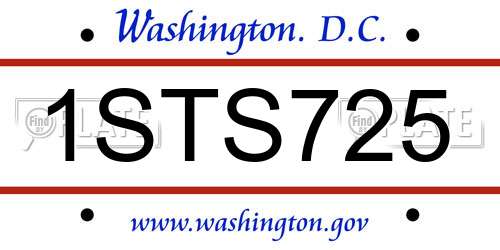 1STS725 District Of Columbia License Plate