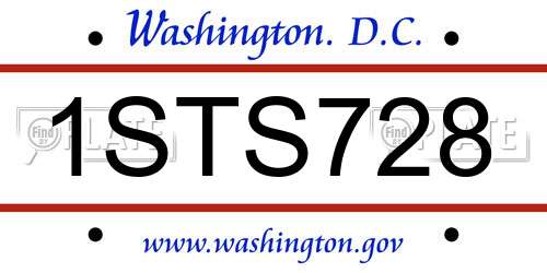 1STS728 District Of Columbia License Plate