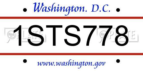 1STS778 District Of Columbia License Plate
