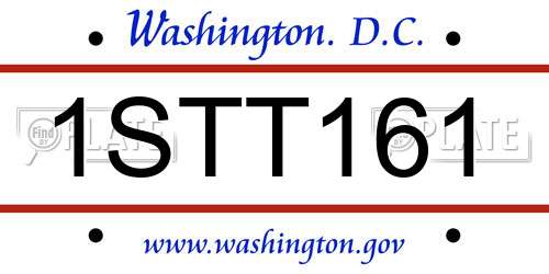 1STT161 District Of Columbia License Plate