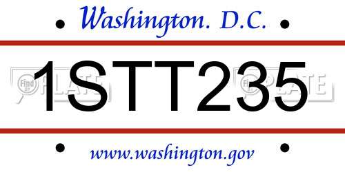 1STT235 District Of Columbia License Plate
