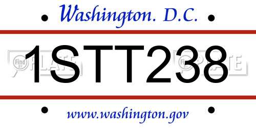 1STT238 District Of Columbia License Plate
