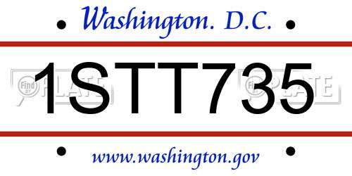 1STT735 District Of Columbia License Plate