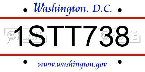 1STT738 District Of Columbia License Plate
