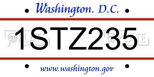 1STZ235 District Of Columbia License Plate