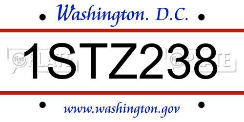 1STZ238 District Of Columbia License Plate