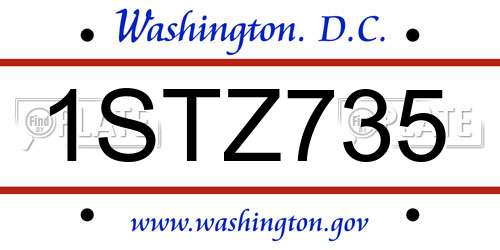 1STZ735 District Of Columbia License Plate