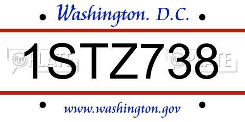 1STZ738 District Of Columbia License Plate