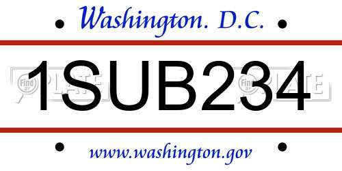 1SUB234 District Of Columbia License Plate