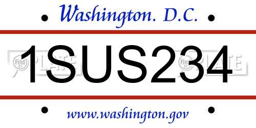 1SUS234 District Of Columbia License Plate