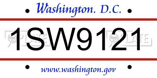 1SW9121 District Of Columbia License Plate