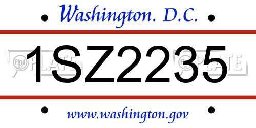 1SZ2235 District Of Columbia License Plate