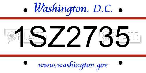 1SZ2735 District Of Columbia License Plate