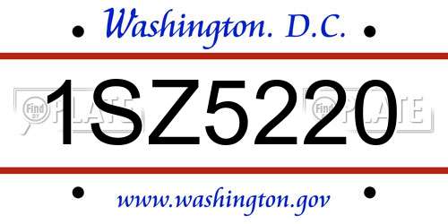 1SZ5220 District Of Columbia License Plate