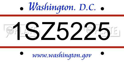 1SZ5225 District Of Columbia License Plate