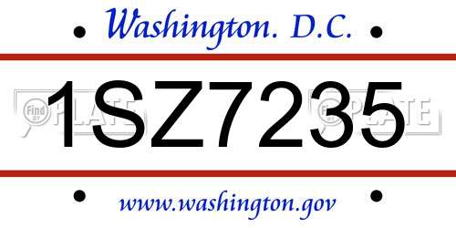1SZ7235 District Of Columbia License Plate