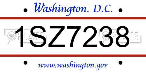 1SZ7238 District Of Columbia License Plate