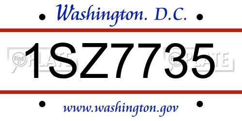 1SZ7735 District Of Columbia License Plate