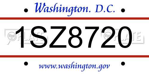 1SZ8720 District Of Columbia License Plate