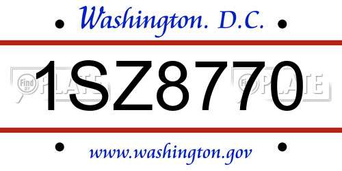 1SZ8770 District Of Columbia License Plate