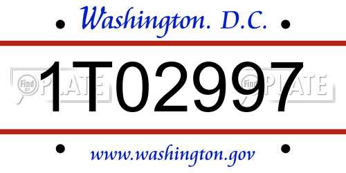 1T02997 District Of Columbia License Plate
