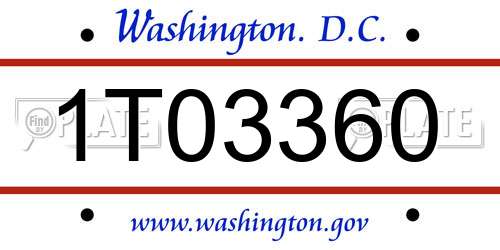 1T03360 District Of Columbia License Plate