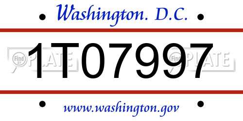 1T07997 District Of Columbia License Plate
