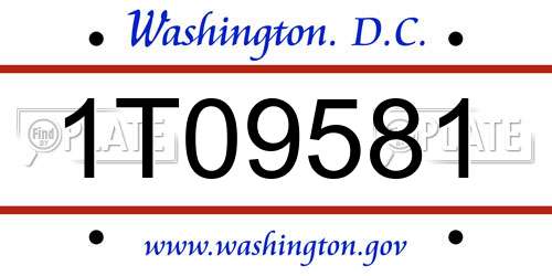 1T09581 District Of Columbia License Plate