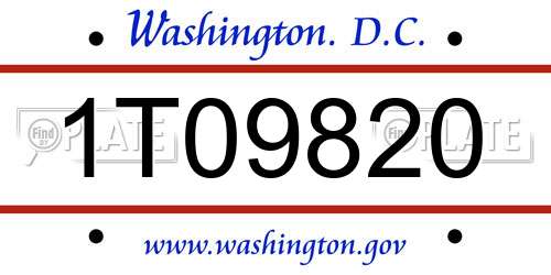1T09820 District Of Columbia License Plate