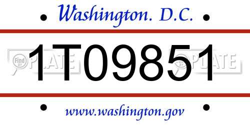 1T09851 District Of Columbia License Plate
