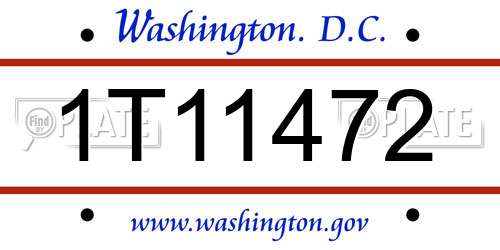 1T11472 District Of Columbia License Plate