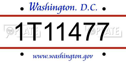 1T11477 District Of Columbia License Plate